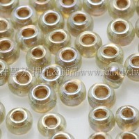 3mm圓管日本珠黃水仙透明彩虹金色--10g