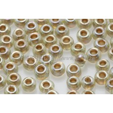 3mm圓管日本珠黃水仙透明彩虹金色--10g