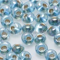 3mm包包日本珠-水藍透明彩虹金色-10g