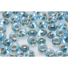 3mm包包日本珠-水藍透明彩虹金色-10g