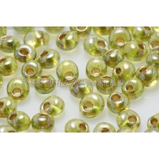 3mm包包日本珠-翠綠橄欖透明彩虹金色-10g