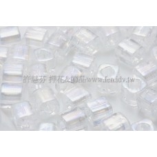 4mm方管日本珠透明彩虹水晶色--10g