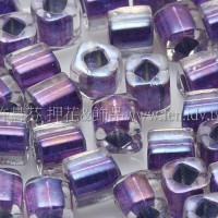 4mm方管日本珠七彩水晶內鑲金屬紫色--10g