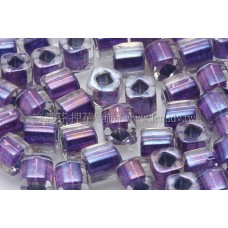 4mm方管日本珠七彩水晶內鑲金屬紫色--10g