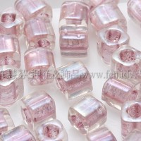 4mm方管日本珠七彩水晶光內鑲玫瑰金色--10g