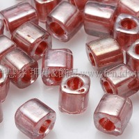 4mm方管日本珠-亮光水晶光內鑲紫紅玫瑰色-10g