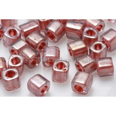 4mm方管日本珠-亮光水晶光內鑲紫紅玫瑰色-10g