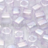4mm方管日本珠-七彩水晶內鑲柔嫩紫色-10g