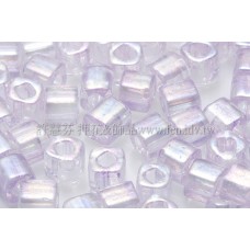 4mm方管日本珠-七彩水晶內鑲柔嫩紫色-10g