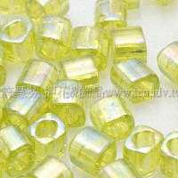 3mm方管日本珠透明彩虹萊姆綠色--10g