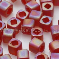 3mm方管日本珠霧面彩虹光紅葡萄酒色--10g