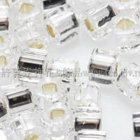 3mm方管日本珠水晶內鑲銀色--10g