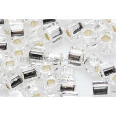 3mm方管日本珠水晶內鑲銀色--10g