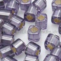 3mm方管日本珠薰衣草內鑲銀色--10g