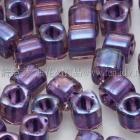 3mm方管日本珠水蜜桃光內鑲不透明紫色--10g