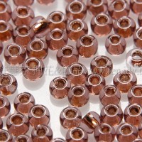 2mm日本珠酒紅色玻璃內鑲-玫瑰金色--5g