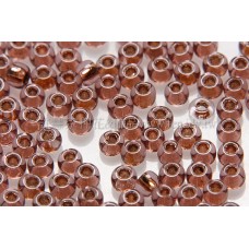 2mm日本珠酒紅色玻璃內鑲-玫瑰金色--5g