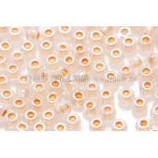 2mm日本珠淺粉紅色玻璃內鑲-水蜜桃粉紅--10g