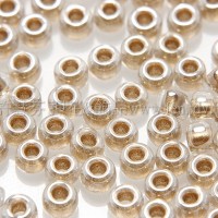 2mm日本珠淺卡其色玻璃內鑲-可可金色--10g