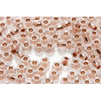 2mm日本珠粉藕色玻璃內鑲-玫瑰金色--5g