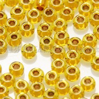 2mm日本珠月光黃色玻璃內鑲-金色--5g