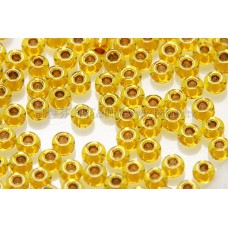 2mm日本珠月光黃色玻璃內鑲-金色--5g
