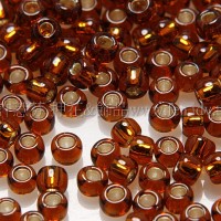 2mm日本珠透明-茶水晶混桔金色--10g