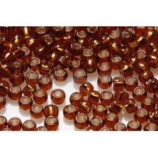 2mm日本珠透明-茶水晶混桔金色--10g