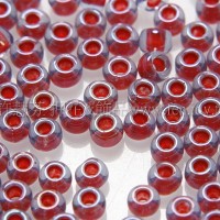 2mm日本珠藍色玻璃內鑲-桃紅色--10g