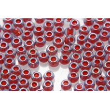 2mm日本珠藍色玻璃內鑲-桃紅色--10g