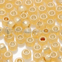 2mm日本珠霧面蜜橙色玻璃內鑲-金色--10g