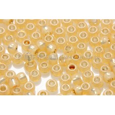 2mm日本珠霧面蜜橙色玻璃內鑲-金色--10g