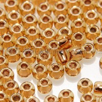 2mm日本珠琥珀色玻璃內鑲-桔金色--5g