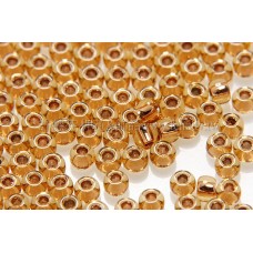 2mm日本珠琥珀色玻璃內鑲-桔金色--5g