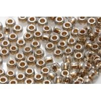 2mm日本珠卡其色玻璃內鑲-可可金色--10g