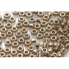 2mm日本珠卡其色玻璃內鑲-可可金色--10g