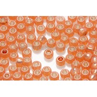 2mm日本珠鮭紅色玻璃內鑲-玫瑰金色--10g