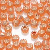 2mm日本珠鮭紅色玻璃內鑲-玫瑰金色--10g