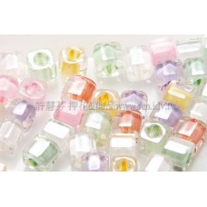 3mm方管日本珠晶亮玻璃內鑲各色--10g