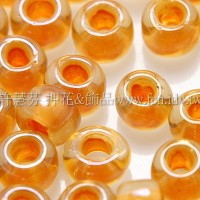 4mm日本珠-淡黃玻璃內鑲菊色-10g