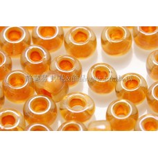 4mm日本珠-淡黃玻璃內鑲菊色-10g