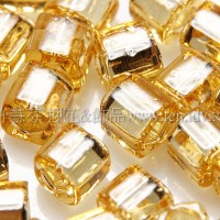 4mm方管日本珠金黃玻璃內鑲金箔色--10g