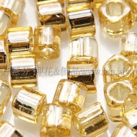 3mm方管日本珠金黃玻璃內鑲金箔色--10g