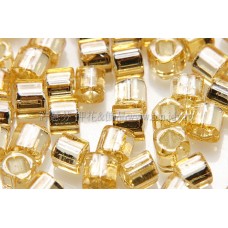 3mm方管日本珠金黃玻璃內鑲金箔色--10g