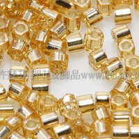 2mm短管日本珠黃水晶灌銀色10g