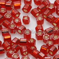 2mm短管日本珠酒紅內灌銀色10g