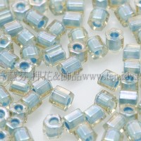 2mm短管日本珠彩虹黃水晶內鑲海洋泡泡色10g