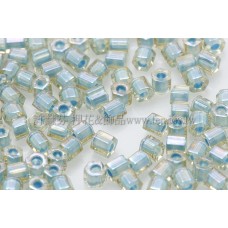 2mm短管日本珠彩虹黃水晶內鑲海洋泡泡色10g