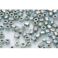 2mm短管日本珠水藍內鑲金色10g