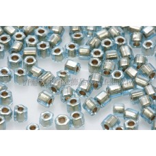 2mm短管日本珠水藍內鑲金色10g